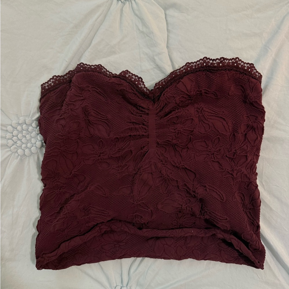 Tilly's Burgundy Lace Crop Top